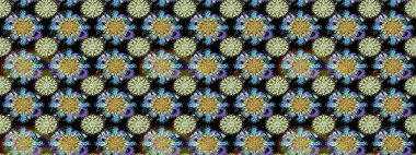 Düz Çiçek Elementleri Tasarımı. Renkli Bahar Teması eskiz kalıbı. Süslü kumaş deseni. Raster illüstrasyonunda çiçek deseni çizimi.