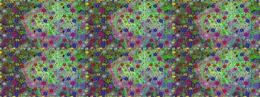 Raster illüstrasyonunda kusursuz çiçek deseni. Suluboya tarzında yeşil ve mavi renkte çiçekler.