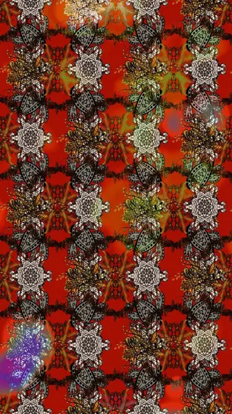 Kahverengi ve kırmızı renkte çiçekler. Hediye ambalaj kağıdı, tebrik kartları, posterler ve pankart tasarımı. Raster düz çiçek çizim deseni.