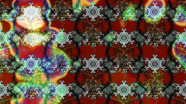 Raster illüstrasyonundaki çiçek desenli çizim. Kırmızı ve kahverengi renkte çiçekler.