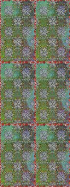 Elle çizilmiş çiçek deseni (fayans). Şirin çiçekli, desenli, yeşil ve gri renklerde renksiz bir desen. Tekstil için suluboya desensiz.