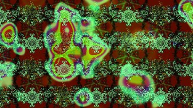 Düz Çiçek Elementleri Tasarımı. Çiçekli çizim şekli. Yeşil ve kahverengi renkli çiçekler. Renkli Bahar Teması çizim şablonu.