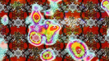 Gri ve kırmızı renkte güzel bir tekstil. Suluboya çiçekli çiçek deseni. Raster illüstrasyonu.