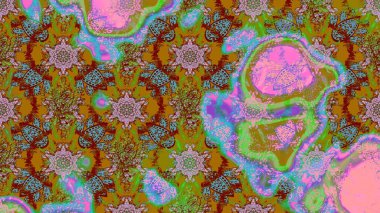 Raster çiçek desenli çiçek deseni, yapraklar, dekoratif elementler, sıçrama, lekeler, el çizimi kontur çizgileri ve Doodle çizim stili, grafik raster çizim çizimi.