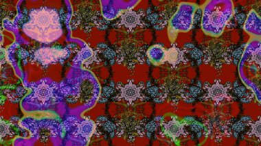 Çizim kalıbı. Ultraviyole kumaş deseni. Raster illüstrasyonu. Organik motif arkaplanı.