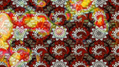 Bahar mevsimi. Tatil havası. Raster güzel bir çiçek deseni çizmiş. Kahverengi ve kırmızı renkte çiçekler. Nazik romantik baskı.