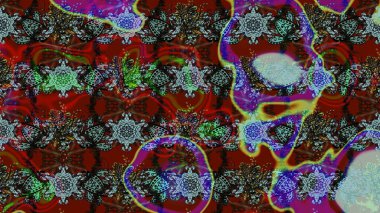 Küçük çiçekteki sevimli çiçek deseni. Raster illüstrasyonu. Kırmızı ve kahverengi renkte çiçekler.