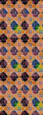 Turuncu renkli güzel çiçekli çizim deseni, suluboya çiçek deseni, duvar kağıdı, kart ya da kumaş için fayanslı. Raster..