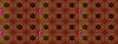 Çiçeksel kahverengi ve kırmızı çizim deseni. Raster çiçek izi. Klasik taslak çizimi. Raster Yumuşak kumaş deseni.