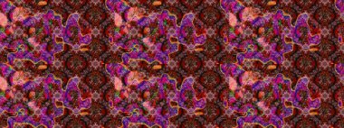 El çizimi. Çiçekli, yapraklı, çiçek desenli eskiz. Raster illüstrasyonu.