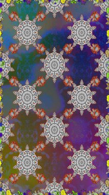 Raster illüstrasyonu. Güzel karalama çiçekleri olan kusursuz çiçek desenleri. Güzel kumaş deseni. Küçük çiçekte sevimli çiçek deseni var..