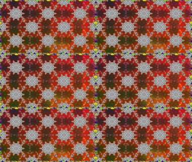 Renkli Bahar Temalı Kusursuz Arkaplan. Çocuk stili. Çiçekli, kusursuz bir arkaplan. Düz Çiçek Elementleri Tasarımı.