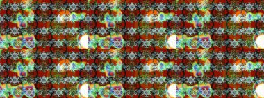 Raster illüstrasyonu. Çiçek desenli eskiz, darbeler, sıçramalar, yaz çiçekleri. Kahverengi ve yeşil renkte çiçekler.