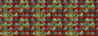 Çiçek yeşili ve kırmızı eskiz deseni. Klasik taslak çizimi. Raster çiçek izi. Raster Yumuşak kumaş deseni.