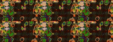 Raster illüstrasyonu. Çiçek buketleriyle klasik bir eskiz şekli. Kahverengi ve gri renklerde.