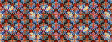 Renkli Bahar Teması eskiz kalıbı. Raster illüstrasyonundaki çiçek desenli çizim. Güzel kumaş deseni. Düz Çiçek Elementleri Tasarımı.