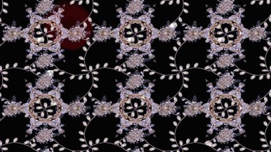 Raster suluboya çiçek deseni, narin çiçekler, siyah, nötr ve gri çiçekler, tebrik kartı şablonu. Güzel kumaş deseni.