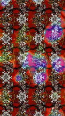 Şirin çiçek elementleri. Raster illüstrasyonu. Taslak desenli, modaya uygun kumaş deseni. Renkli Bahar Teması eskiz kalıbı. Düz Çiçek Elementleri Tasarımı.