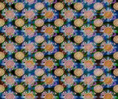 Düz Çiçek Elementleri Tasarımı. Raster Illustrasyon 'da moda olmayan çiçek deseni. Güzel kumaş deseni. Renkli Yaz Temalı Kusursuz Arkaplan.