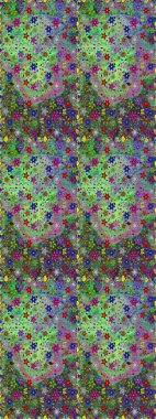 Raster illüstrasyonunda kusursuz çiçek deseni. Suluboya tarzında yeşil ve mavi renkte çiçekler.