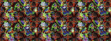 Renkli çiçek desenli çizim. Suluboya tarzında renkler üzerine çiçekler.