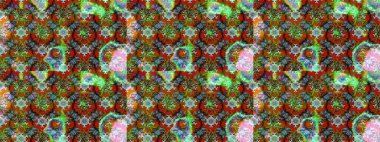 Düz Çiçek Elementleri Tasarımı. Sevimli çiçek raster deseni. Kahverengi ve yeşil renkli çiçekler. Renkli Bahar Teması çizim şablonu.