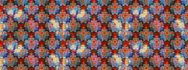 Renkli Bahar Teması eskiz kalıbı. Raster illüstrasyonundaki çiçek desenli çizim. Güzel kumaş deseni. Düz Çiçek Elementleri Tasarımı.