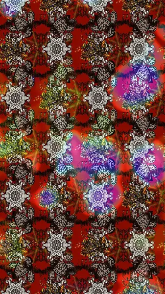 Şirin çiçek elementleri. Raster illüstrasyonu. Taslak desenli, modaya uygun kumaş deseni. Renkli Bahar Teması eskiz kalıbı. Düz Çiçek Elementleri Tasarımı.