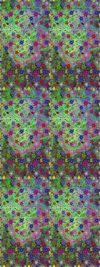 Raster illüstrasyonunda kusursuz çiçek deseni. Suluboya tarzında yeşil ve mavi renkte çiçekler.