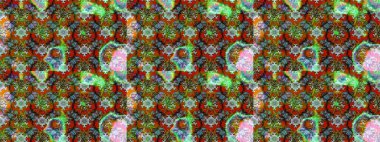 Düz Çiçek Elementleri Tasarımı. Sevimli çiçek raster deseni. Kahverengi ve yeşil renkli çiçekler. Renkli Bahar Teması çizim şablonu.