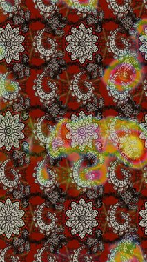 Küçük kahverengi ve kırmızı çiçeklerle oldukça eski bir besin torbası deseni. Tekstil, kumaş, kapaklar, duvar kağıtları, baskı, paket, koleksiyon defteri, örgü, dekupaj için çiçek arkaplanı..