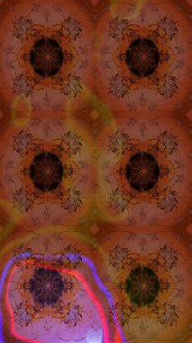 Kabile sanatı boho baskısı, klasik çiçek arkaplanı. Soyut etnik raster çizim kalıbı. Arkaplan dokusu, duvar kağıdı, kahverengi ve kırmızı renkli çiçek teması.