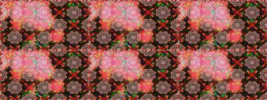 Tekrar eden çiçek arkaplanı, zarif pembe ve kahverengi çiçek duvar kağıdı. Çiçek desenleri pembe ve kahverengi renklerde, el yapımı papatyalar, papatyalar.