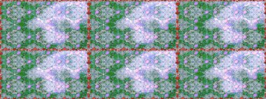 Raster illüstrasyonu. Güzel kumaş deseni. Raster illüstrasyonunda kusursuz çiçek deseni. Tarafsız ve yeşil renklerde.