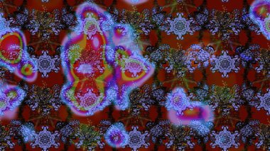 3D çiçekler, eskiz. Kahverengi ve kırmızı renklerde. Raster illüstrasyonu.