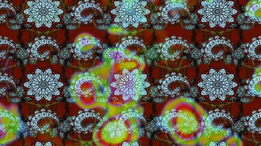 Tarafsız ve kahverengi renkte çiçekler. Kumaş desenli papatya çiçekleri ayrıntıları.