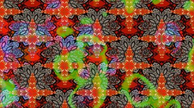 Kahverengi ve kırmızı renkte çiçekler. Şirin çiçek elementleri. Robot resim. Raster illüstrasyonu.