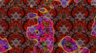 Çiçek desenli eskiz. Düz Çiçek Elementleri Tasarım Raster illüstrasyonu. Renkli Bahar Teması eskiz kalıbı. Kahverengi ve kırmızı renkte çiçekler.