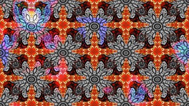 Raster illüstrasyonu. Suluboya çiçekli çiçek deseni. Asya tekstil gri ve siyah renkler.