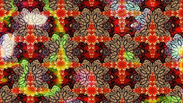 Sevimli çiçek raster deseni. Düz Çiçek Elementleri Tasarımı. Kırmızı ve bej renkli çiçekler. Renkli Bahar Teması çizim şablonu.