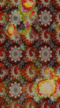 Raster illüstrasyonundaki çiçek desenli çizim. Renkli çiçekler.