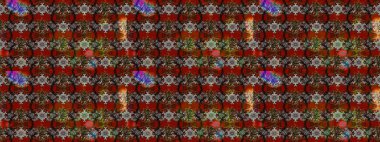 Raster illüstrasyonundaki çiçek desenli çizim. Kahverengi ve gri renkte çiçekler.