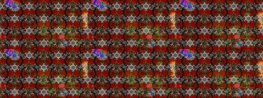 Raster illüstrasyonundaki çiçek desenli çizim. Kahverengi ve gri renkte çiçekler.