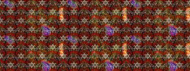 Küçük kahverengi ve kırmızı çiçekli oldukça eski bir besin torbası deseni. Millefleur 'lar. Tekstil, kumaş, kapaklar, duvar kağıtları, baskı, paket, koleksiyon defteri, örgü, dekupaj için çiçek arkaplanı..