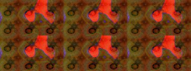 Çok kahverengi ve kırmızı zarif küçük çiçekler ve kahverengi ve kırmızı renkli komik böcekler, raster desen, illüstrasyon.