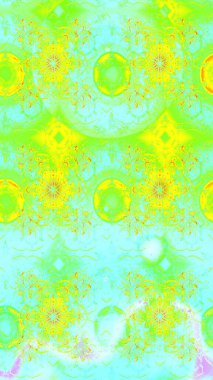 Raster illüstrasyonu. Yeşil ve mavi renkte çiçekler. Robot resim. Şirin çiçek elementleri..