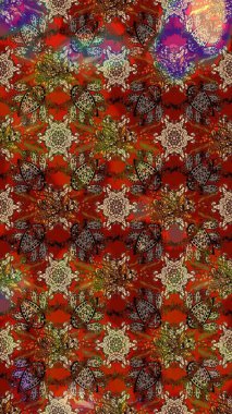 Modaya uygun kumaş deseni. Sevimli çiçek raster deseni. Düz Çiçek Elementleri Tasarımı. Renkli Yaz Teması çizim şablonu.