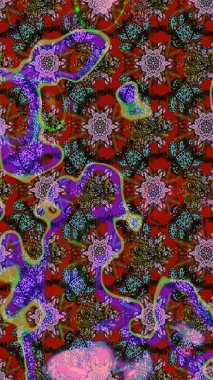 Düz Çiçek Elementleri Tasarımı. Çiçek desenli eskiz, yaz çiçekleri. Çiçekler kahverengi, kırmızı ve gri renklerde. Renkli Bahar Teması çizim şablonu.