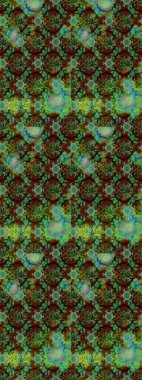 Raster illüstrasyonu. Yeşil, kahverengi ve gri renklerde. Anti-stres için Raster soyut şablon sayfası.