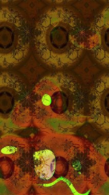 Kahverengi ve yeşil renkli çiçekler. Küçük çiçekte sevimli çiçek deseni var..